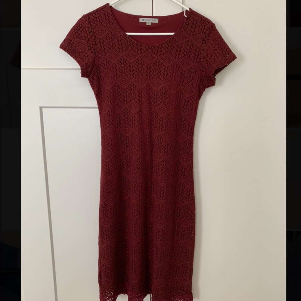 Maroon Lace Dress (Size 6)